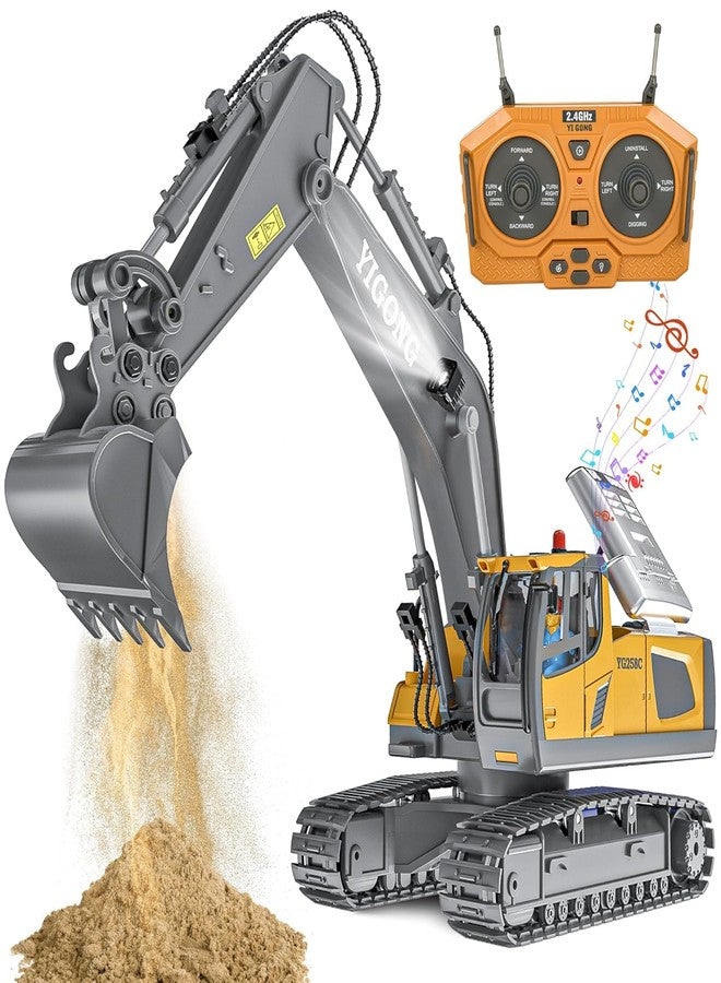 JOYJAY 1:20 Scale Remote Control Excavator Toy for 6-12 Yr Boys, Best Birthday Gifts for Kids 7 8 9 10 11 Year Old, Rc Construction Toys with Metal Shovel, Lights, Sounds 2.4Ghz- Multicolor - Image 1